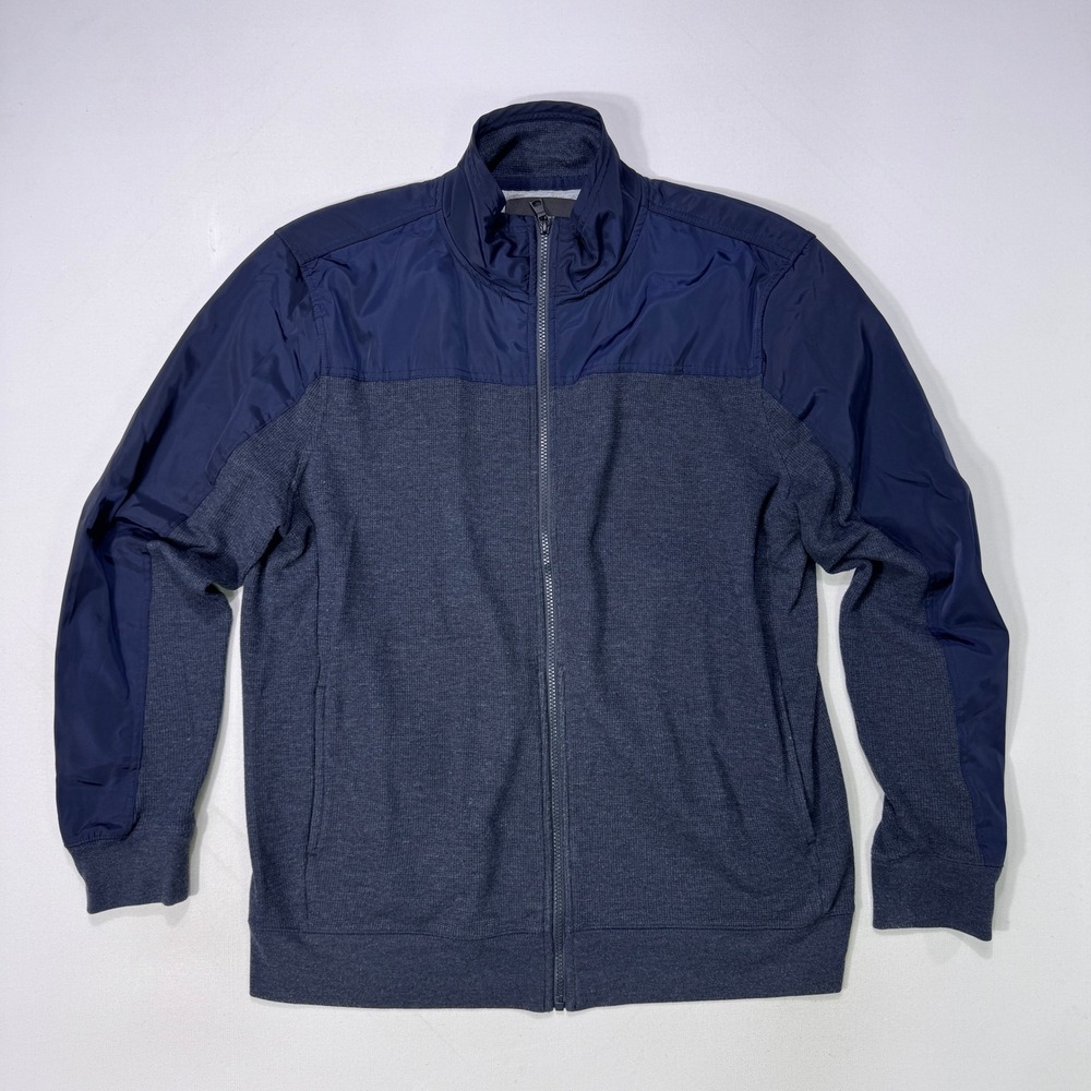 Banana Republic Mens XL Waffle Knit Full Zip Jacket Charcoal Grey Outdoor Casual